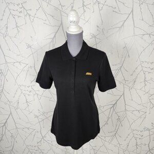 BMW Black Stretch Jersey Knit Snap Polo Shirt